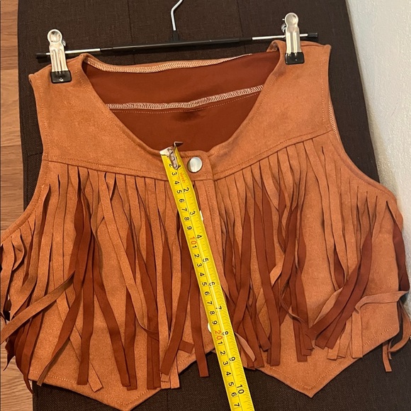 #*035= Brown Women Cowboy Fringe Vest and Skirt Set. - Picture 5 of 7